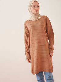 Front Size Ed Long Sweater Tunic Biscuit
