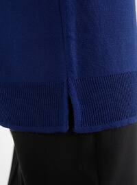 Navy Blue - Blue - Crew neck - Unlined - Knit Tunics