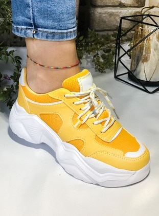 White - Yellow - Sport - Sports Shoes - NAVİ SHOES