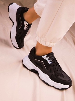White - Black - Sport - Sports Shoes - NAVİ SHOES