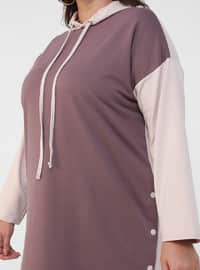Purple - Cotton - Plus Size Tunic