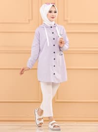 Lilac - Stripe - Modest Dress