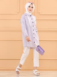 Lilac - Stripe - Modest Dress