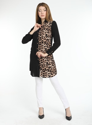 Leopard Print Tunic Black