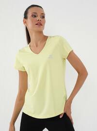 Basic Short Sleeve Standard Mold V Neck T Shirt Lemon
