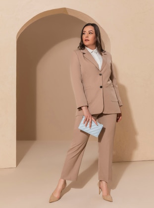Latte - Shawl Collar - Fully Lined - Plus Size Suit - Alia