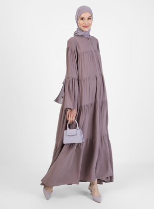 Spanish Sleeve Loose Viscose Veiling Dress - Vintage Purple - Refka Casual