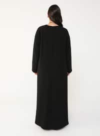 Black - Unlined - Crew neck - Plus Size Dress