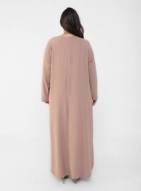 Camel - Unlined - Crew neck - Plus Size Dress