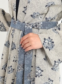 Multi - Jacquard - Unlined - V neck Collar - Cotton - Kimono