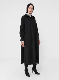 Black - Unlined - Point Collar - Cotton - Trench Coat