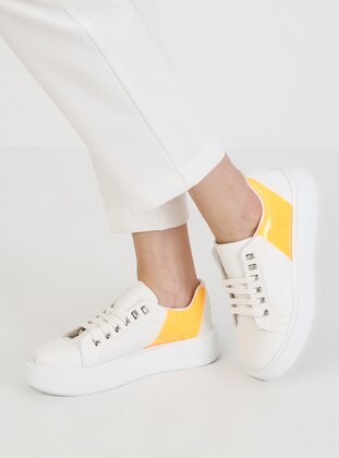 White - Orange - Casual - Sports Shoes - Dilipapuç