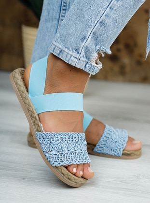 Blue - Sandal - Sandal - Ayakkabı Outlet
