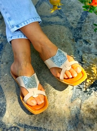 Beige - Sandal - Slippers - Ayakkabı Outlet