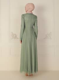 Green Almond - Unlined - Crew neck - Modest Evening Dress