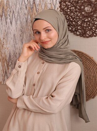 Olive Green - Plain - Combed Cotton - Shawl - Silk Home