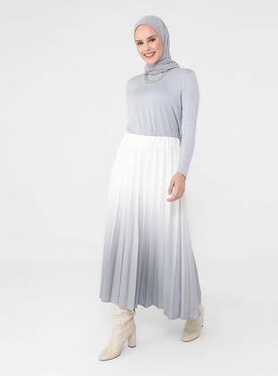 White - Gray -  - Unlined - Skirt - Refka