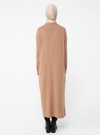 Camel - Crew neck - Unlined - Acrylic - Triko - Modest Dress
