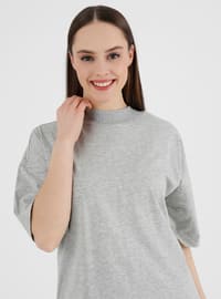 Gray - Cotton - T-Shirt