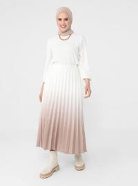 Beige - White - Ecru - - Unlined - Skirt