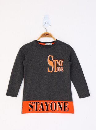 Printed - Crew neck - Unlined - Anthracite - Girls` T-Shirt - Toontoy