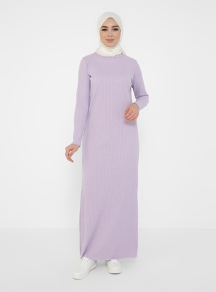 Lilac - Crew neck - Unlined - Modest Dress - Tavin
