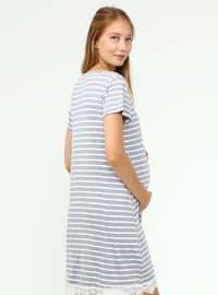 Gray - Stripe - Maternity Pyjamas
