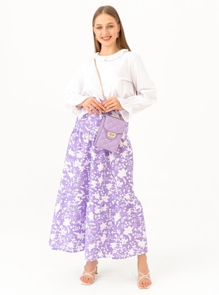 Lilac - Multi - Unlined - Cotton - Skirt - Tofisa