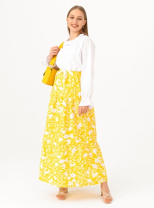 Yellow - Multi - Unlined - Cotton - Skirt - Tofisa
