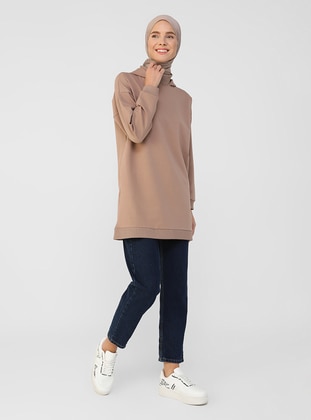 Camel - Brown - Cotton - Sweat-shirt - Refka