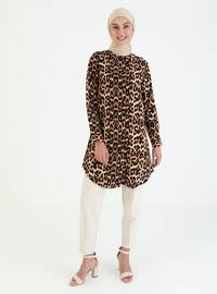 Brown - Leopard - Point Collar - Tunic