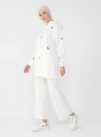 Ecru - Unlined - Cotton - Suit