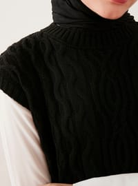 Hair Braided Side Slit Sweater Sweater Black