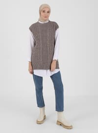 Hair Braided Side Slit Sweater Sweater Mink