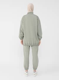 Green - Unlined - Cotton - Polo neck - Suit