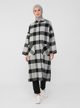 Gray - Black - Checkered - Unlined - Acrylic - Topcoat - Benin