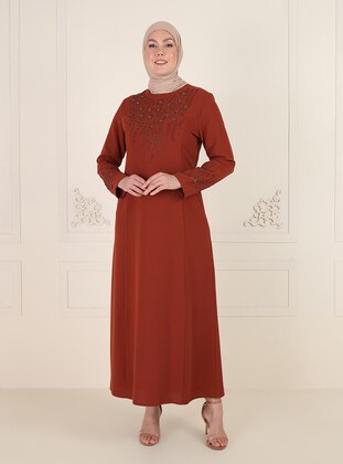 Terra Cotta - Modest Plus Size Evening Dress - Amine Hüma