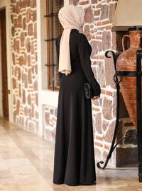 Black - Unlined - Crew neck - Modest Evening Dress