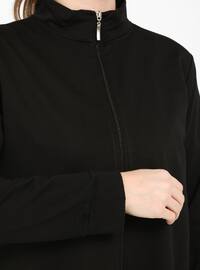 Black - Polo neck - Unlined - Cotton - Plus Size Suit