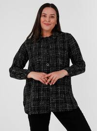  - Point Collar - Unlined - Acrylic - Cotton - Viscose - Wool Blend - Plus Size Jacket