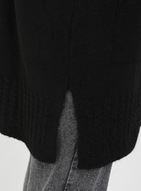 Black - V neck Collar - Acrylic - Cardigan