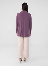 Ecru - Purple - Crew neck - Unlined - Plus Size Evening Suit