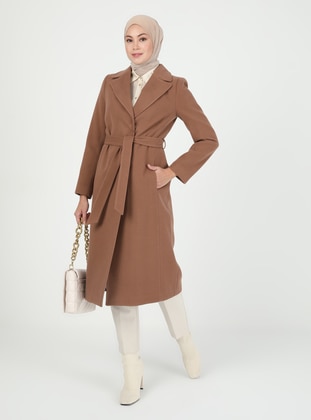 Tan - Fully Lined - Shawl Collar - Coat - Concept By Olcay