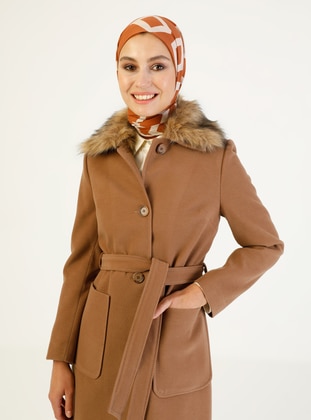 Tan - Fully Lined - Coat - Concept By Olcay