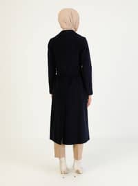 Navy Blue - Fully Lined - Point Collar - Coat