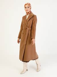 Tan - Fully Lined - Point Collar - Coat