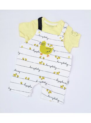 Printed - Crew neck - Unlined - Blue - Cotton - Baby Sleepsuit - MİNİPUFF BABY