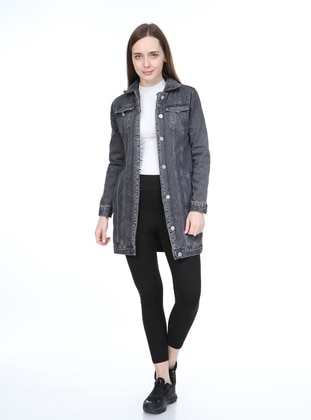 Gray - Unlined - Polo - Denim - Cotton - Jacket - Mayın Jeans