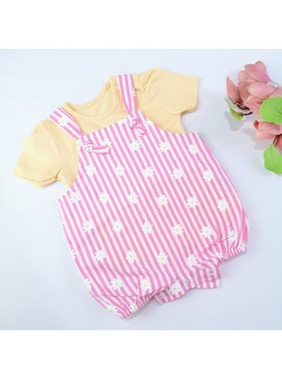 Floral - Crew neck - Unlined - Pink - Cotton - Baby Sleepsuit - MİNİPUFF BABY