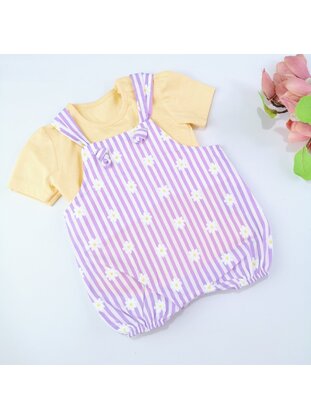 Floral - Crew neck - Unlined - Lilac - Cotton - Baby Sleepsuit - MİNİPUFF BABY